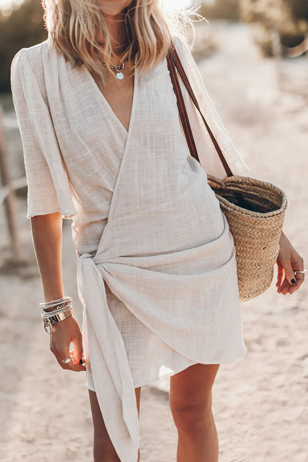 Women's V-Neck Wrap Mini Dress