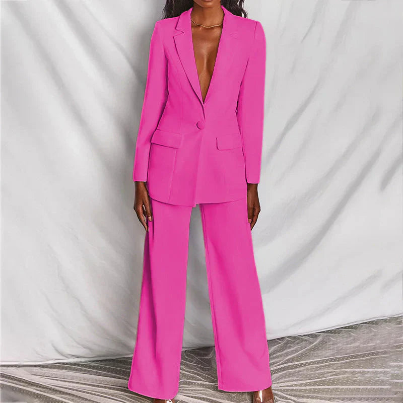 Women's Wide-Leg Pant Suit Set