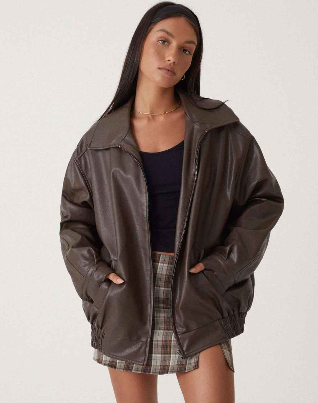 Women’s Oversized Leather Jacket – Stylish Everyday Casual Design