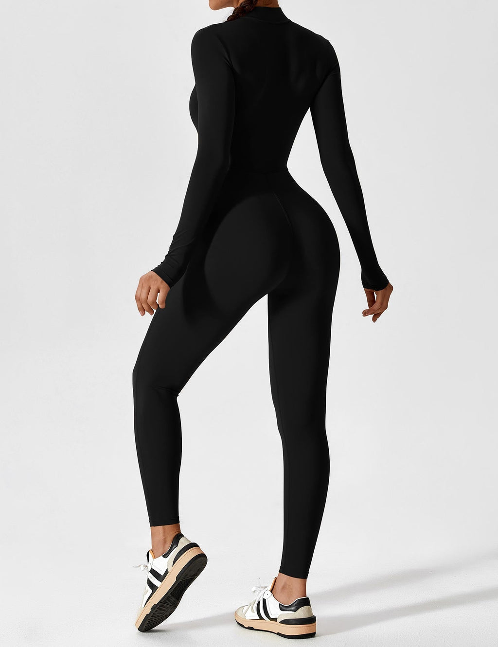 Long Sleeve Zip Jumpsuit – Stretch One-Piece Activewear with Sculpting Fit
