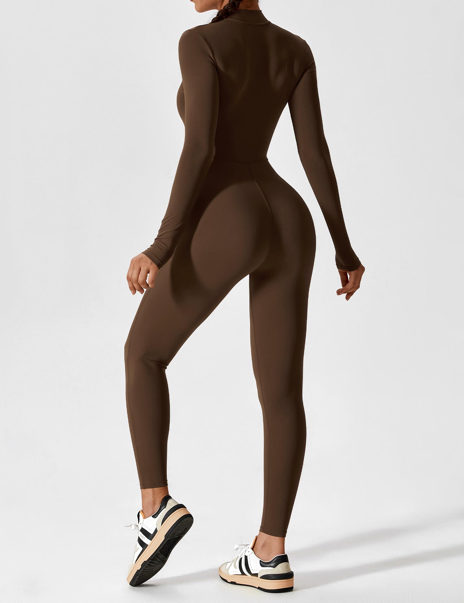 Long Sleeve Zip Jumpsuit – Stretch One-Piece Activewear with Sculpting Fit