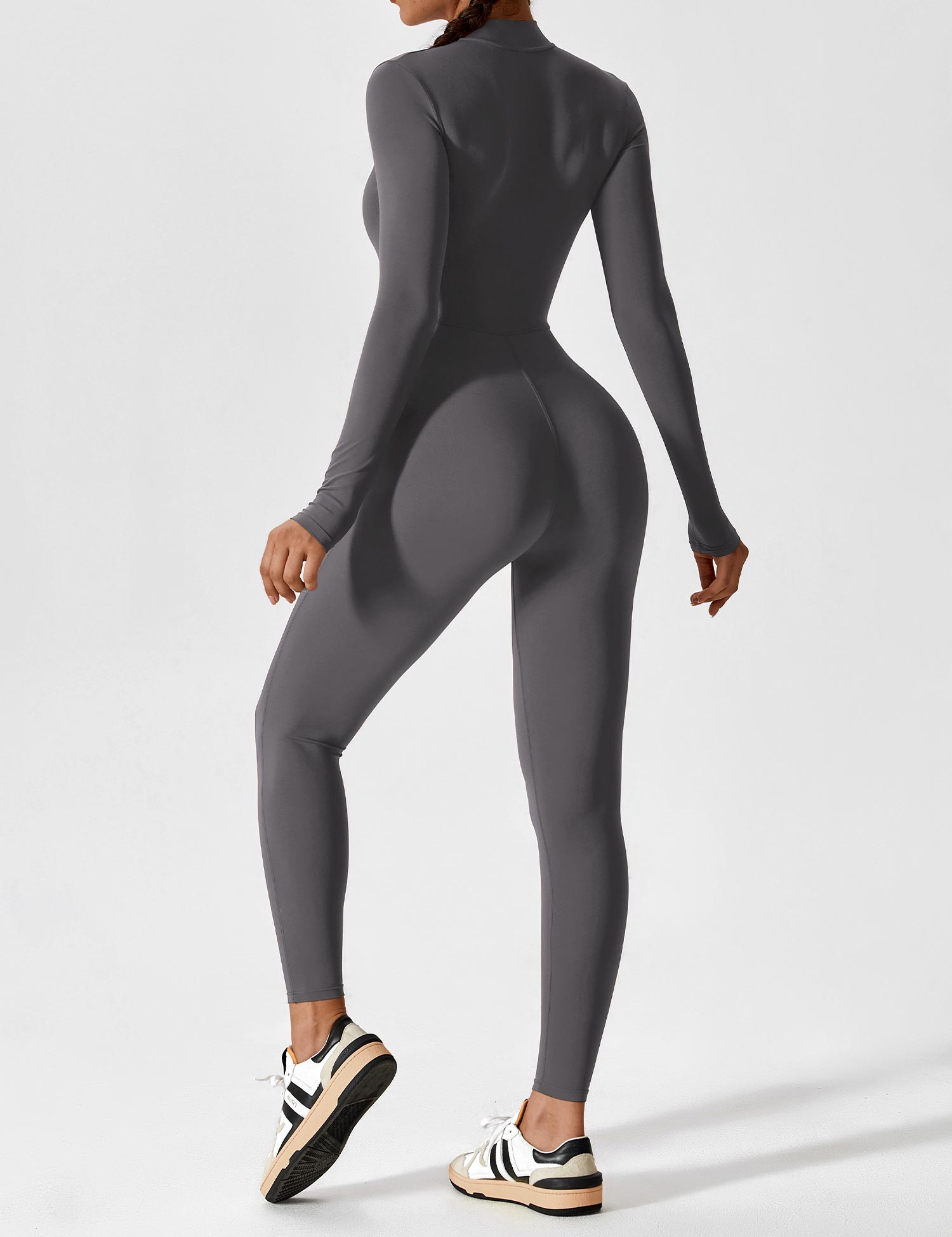 Long Sleeve Zip Jumpsuit – Stretch One-Piece Activewear with Sculpting Fit