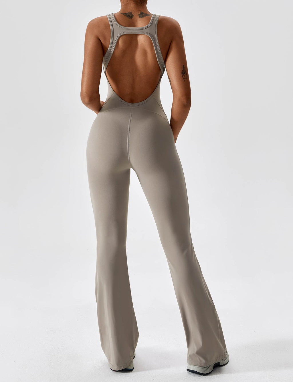 Women’s Open Back Flared Jumpsuit – Sleek, Stretchy & Figure-Sculpting Fit