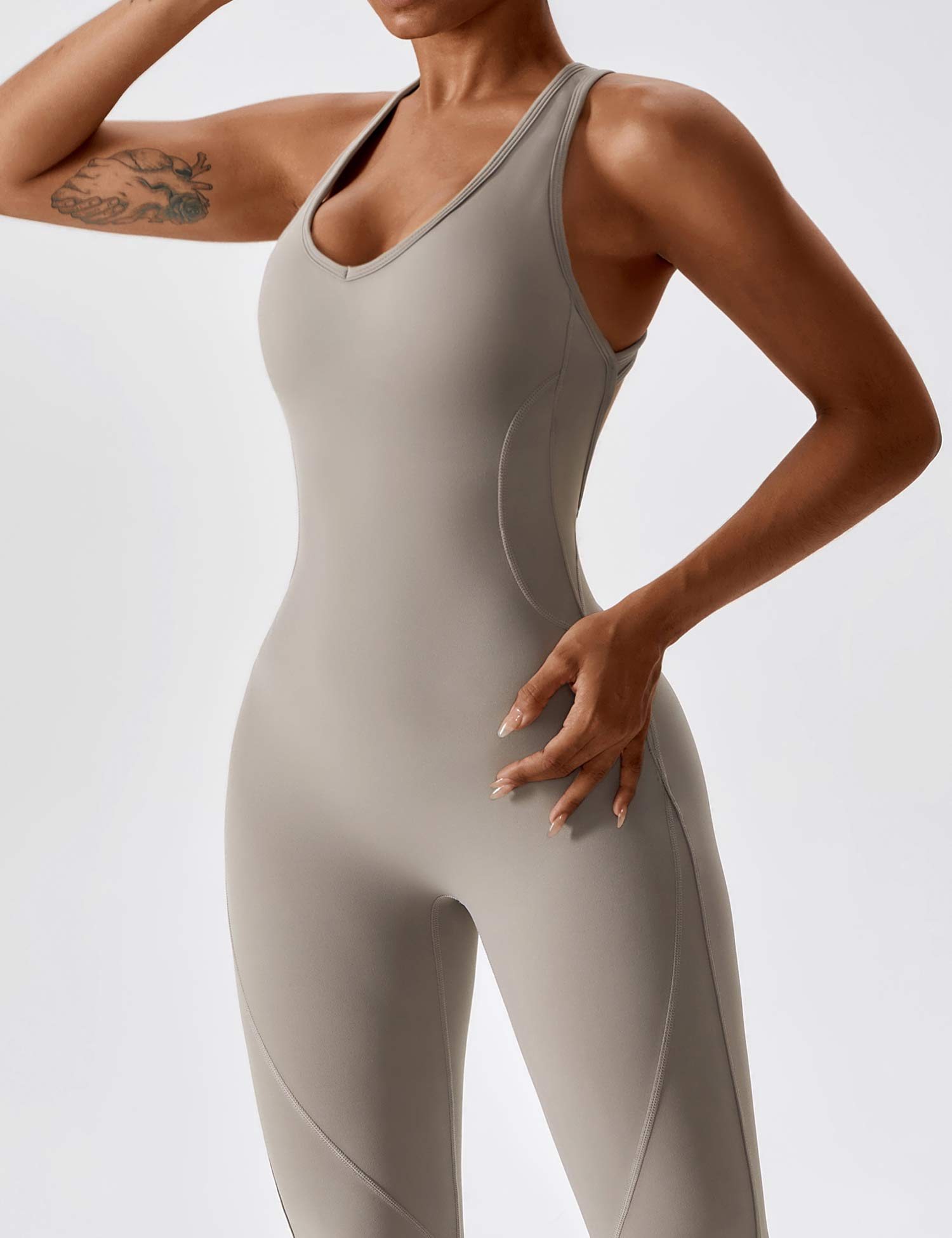Women’s Open Back Flared Jumpsuit – Sleek, Stretchy & Figure-Sculpting Fit