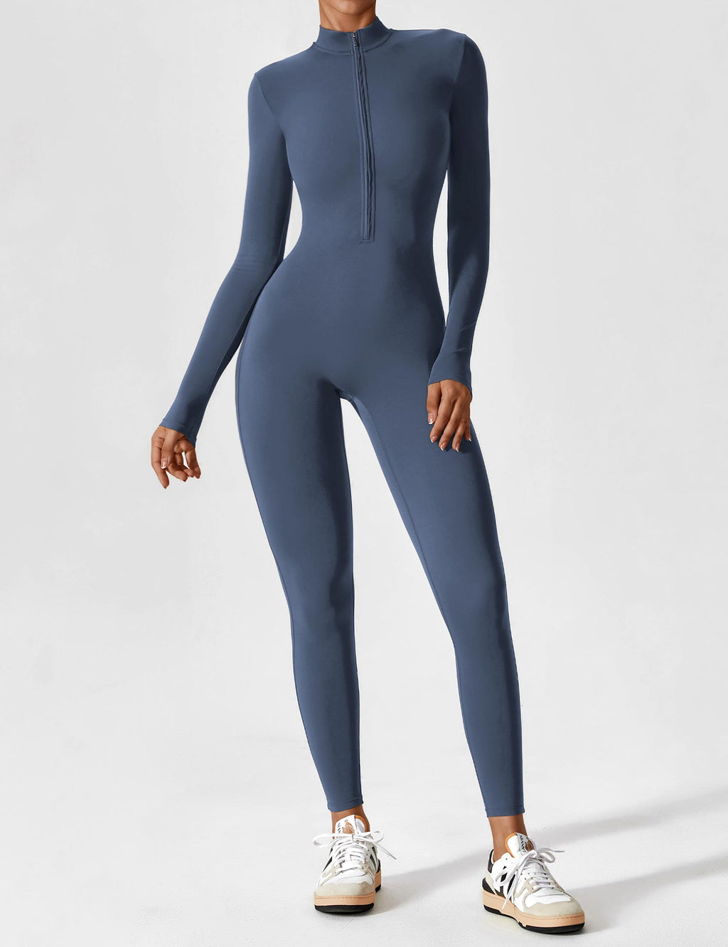 Long Sleeve Zip Jumpsuit – Stretch One-Piece Activewear with Sculpting Fit