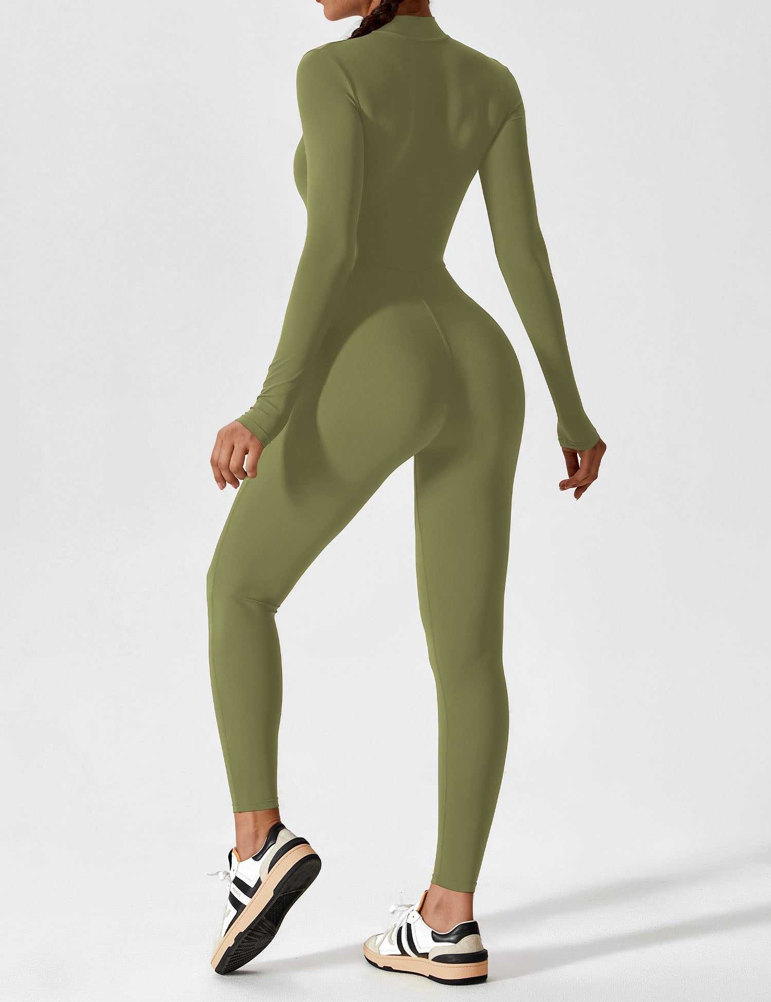 Long Sleeve Zip Jumpsuit – Stretch One-Piece Activewear with Sculpting Fit
