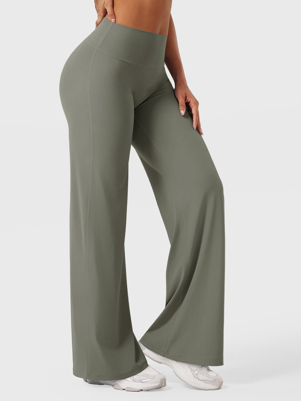 High-Waist Flared Pants – Stretch Straight-Leg with Hip-Contouring Fit